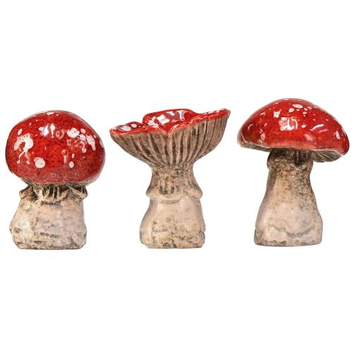 Artículo Encantadoras decoraciones de taburetes de cerámica - Rojo con puntos blancos, 8,6 cm - Decoración ideal para el jardín - Paquete de 3