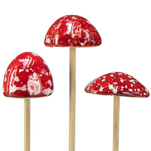 Floristik24 Setas con palo, rojas, 4 cm, juego de 6 - setas decorativas de jardín para decoración otoñal