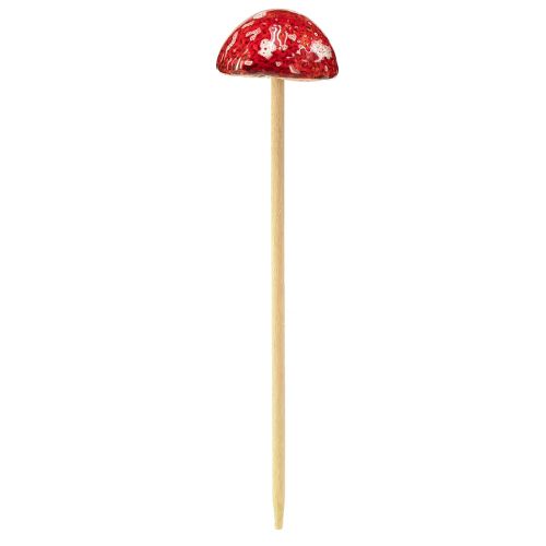 Artículo Setas con palo, rojas, 4 cm, juego de 6 - setas decorativas de jardín para decoración otoñal