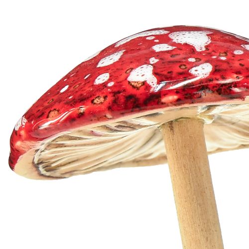 Artículo Setas venenosas en palo, rojas, 5,5 cm - setas otoñales decorativas para el jardín y el hogar, 6 piezas