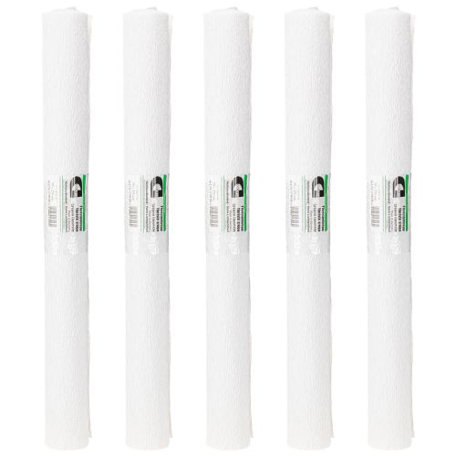 Artículo Papel crepé para floristería, blanco, 50×250 cm, 5 unidades