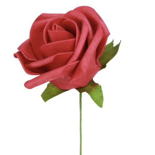 Floristik24 Rosa de espuma Rosas artificiales rojas de espuma 7,5 cm 18 piezas