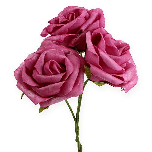 Floristik24 Rosa de espuma Ø 8cm fucsia 18 piezas