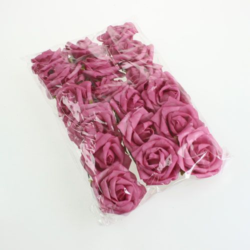 Floristik24 Rosa de espuma Ø 8cm fucsia 18 piezas