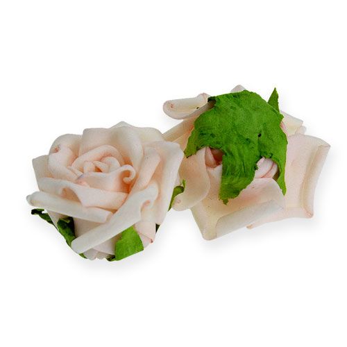 Floristik24 Espuma rosa flor crema 5cm con aguja 12pcs