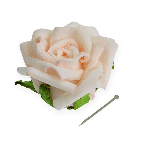 Floristik24 Espuma rosa flor crema 5cm con aguja 12pcs