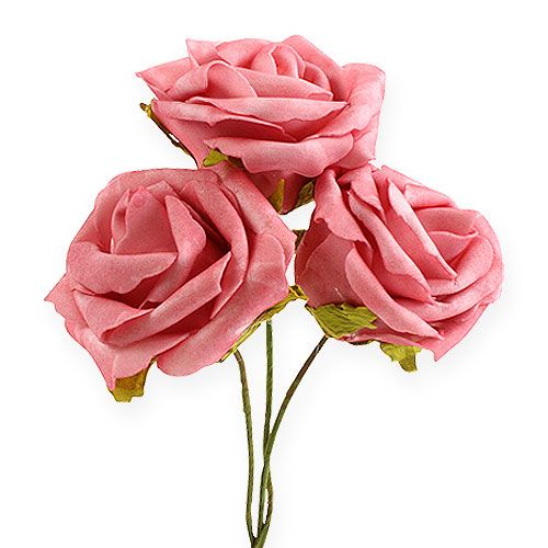 Floristik24 Rosa de espuma Ø 8cm rosa 18 piezas