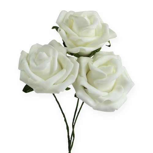 Floristik24 Rosa de espuma Ø6cm blanca 27 piezas