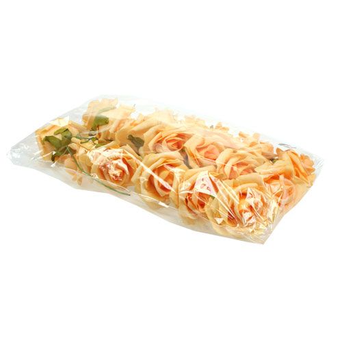 Floristik24 Rosa de espuma Ø 8cm albaricoque 18 piezas