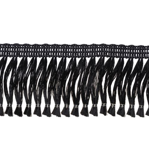Artículo Cinta negra con flecos de 4 cm, ribete de cordón, lúrex decorativo con flecos de 25 m