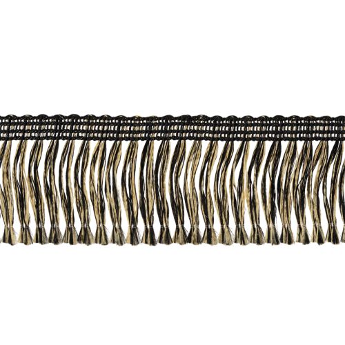 Ribete con flecos negros y dorados de 4 cm x 25 m - Ideal para decoración de coronas, cintas de luto y accesorios vintage. | Floristik24.es