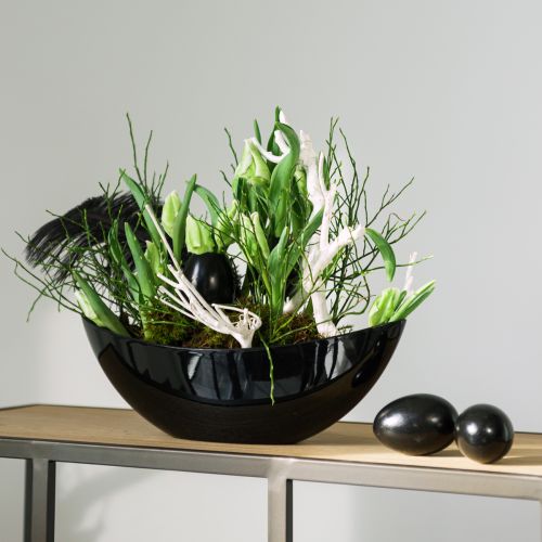 Artículo Huevos de ganso negros soplados, decoración de Pascua, 10 piezas