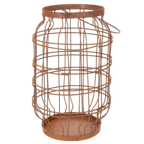 Farol de jardín, metal, acabado oxidado, asa, estilo vintage, Ø19,5 cm | Floristik24.es