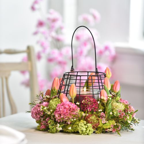 Artículo Farol de jardín de metal negro con linterna Ø14cm H12,5cm