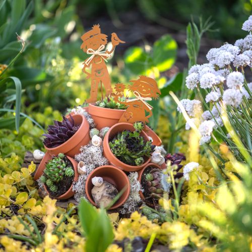 Floristik24 Estaca de jardín con aspecto oxidado, decoración de jardín para niña y niño, 4 piezas