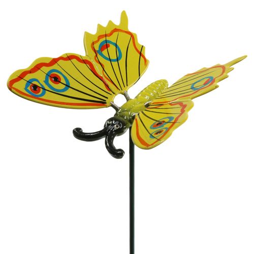 Mariposa en palo 17cm amarillo