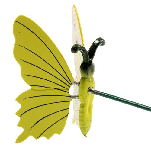 Artículo Mariposa en palo 17cm amarillo
