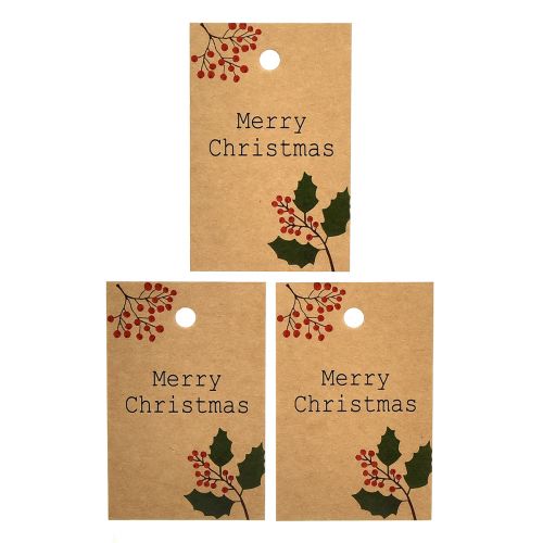 Floristik24 Etiquetas de regalo Feliz Navidad papel marrón natural 8,5×5,5cm 20 piezas