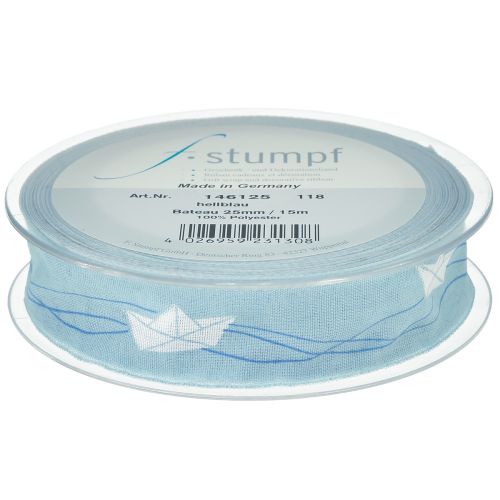 Artículo Cinta de regalo azul barco cinta decorativa marítima 25mm 20m