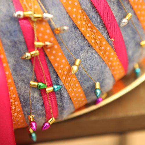 Artículo Cinta de regalo decorativa de puntos naranja 10 mm 25 m