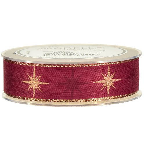 Artículo Cinta de regalo cinta de estrella cinta decorativa oro rojo A25mm L20m