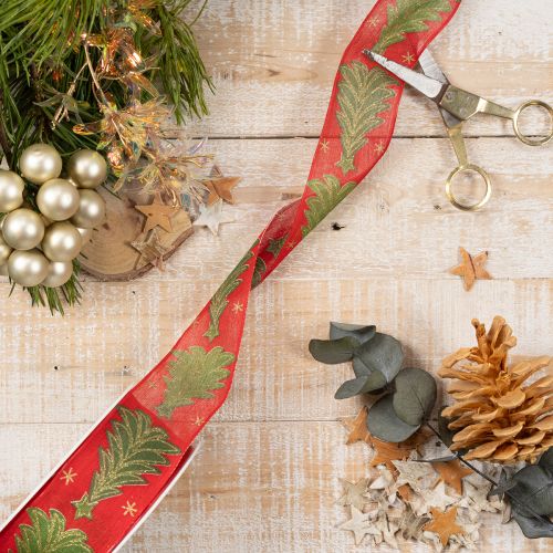 Árbol de Navidad con cinta de regalo y estrellas, 40 mm, 15 m | Floristik24.es