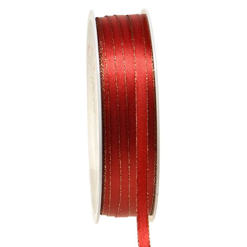 Floristik24 Cinta de regalo Cinta decorativa navideña oro rojo A6mm L50m