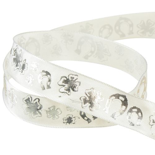 Artículo Cinta de regalo cinta decorativa plateada blanca Nochevieja 25mm 18m
