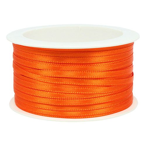 Artículo Cinta de raso para regalo, cinta decorativa naranja, 3 mm × 50 m