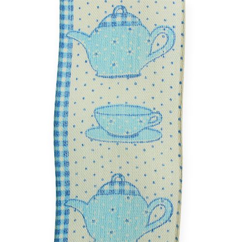 Cinta decorativa con alambre Azul 40mm 20m