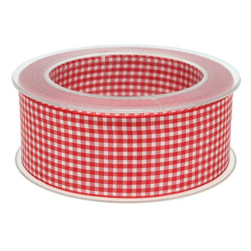 Artículo Cinta de regalo con orillo 40mm 20m cuadros rojos