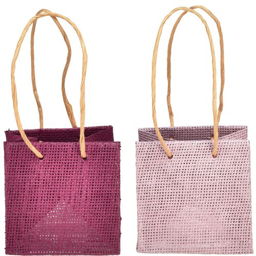 Bolsa de regalo con asas en rosa burdeos 10,5cm 8uds