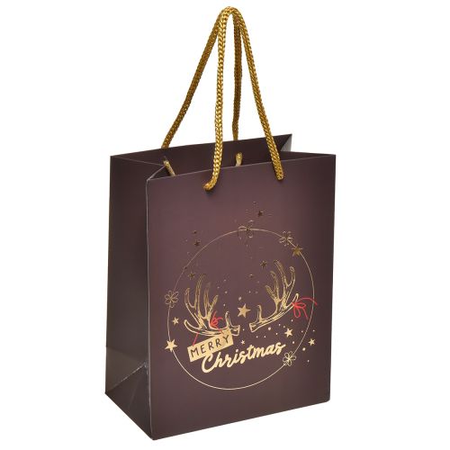 Floristik24 Bolsa de regalo astas navideñas marrón/dorado 18x10x23cm 2uds