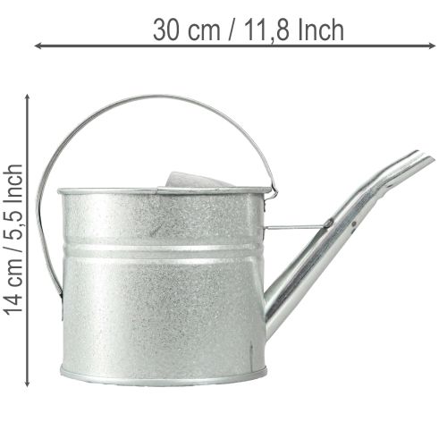 Artículo Regadera decorativa vintage, de metal, color plata, maceta de 1,25 l.