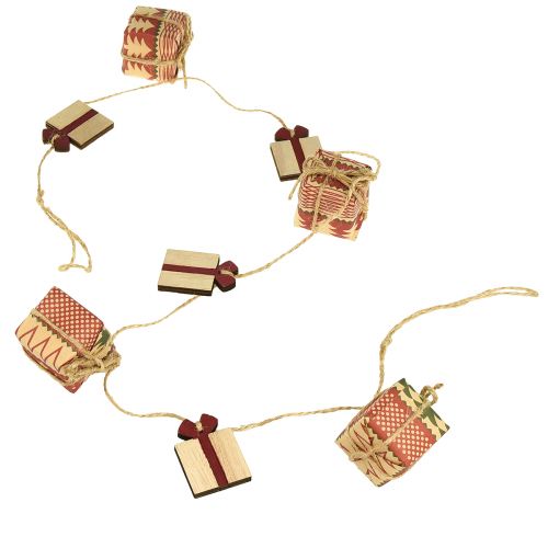 Artículo Guirnalda Regalos Navidad y Estrellas Rojo Natural Verde 100cm 2uds