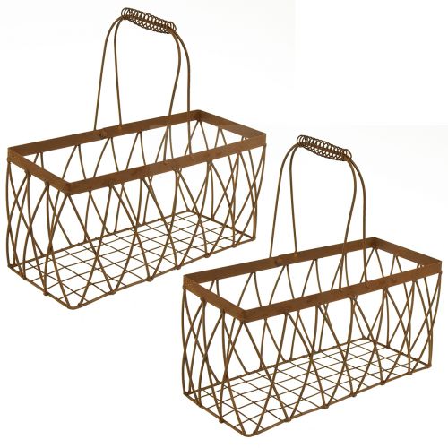 Artículo Cesta de malla cesta de metal aspecto óxido 28x13,5x14cm 2ud
