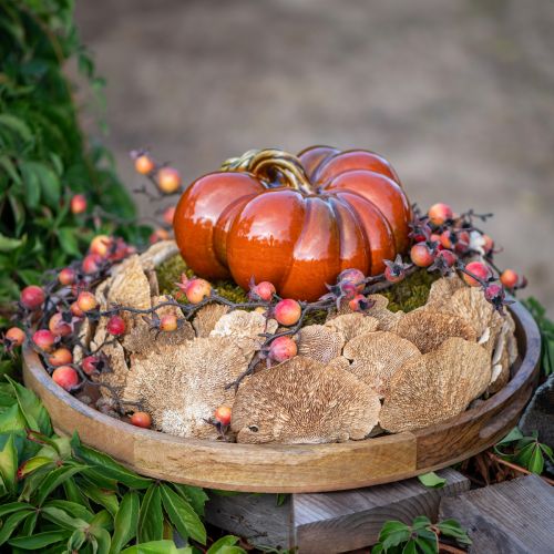 Floristik24 Calabaza de cerámica brillante en color rojo anaranjado brillante con tallo verde - 21,5 cm - decoración ideal para otoño