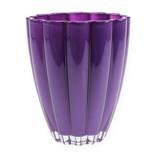 Floristik24 Jarrón de cristal &quot;Bloom&quot; violeta Ø14cm H17cm