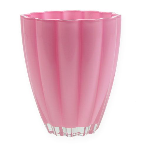 Floristik24 Florero de vidrio "Bloom" rosa Ø14cm H17cm