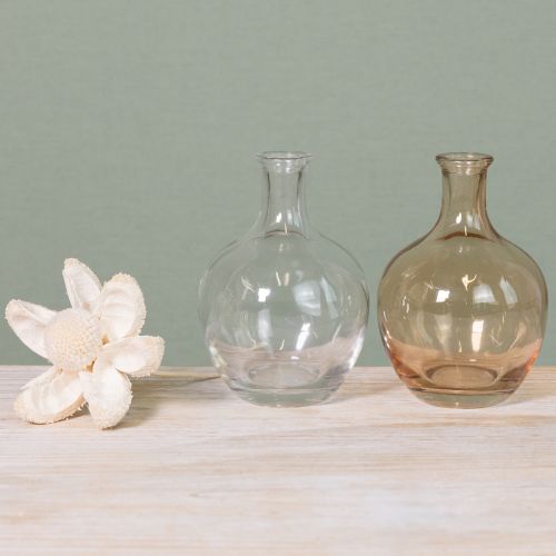 Artículo Mini jarrón de cristal ámbar y transparente Ø7,5cm H11cm 4uds