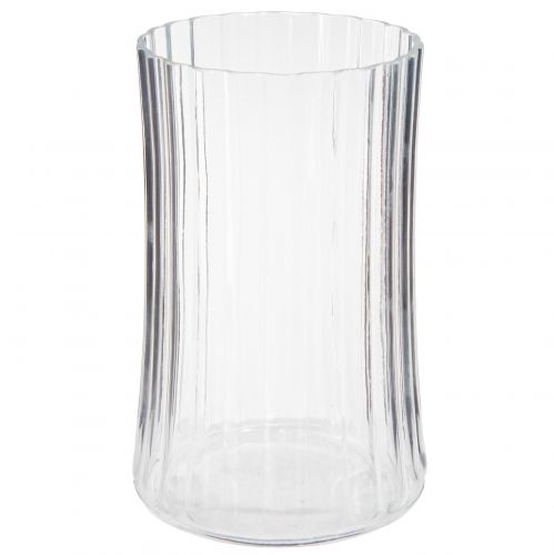 Floristik24 Jarrones de vidrio jarrones decorativos decoración con ranuras transparentes Ø12cm H19cm 2ud