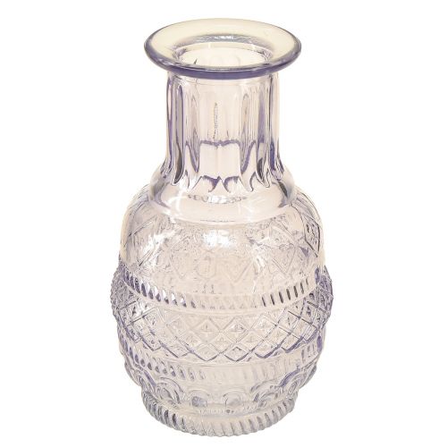 Floristik24 Jarrones de vidrio mini jarrones violeta claro estilo retro violeta H13cm 3 piezas