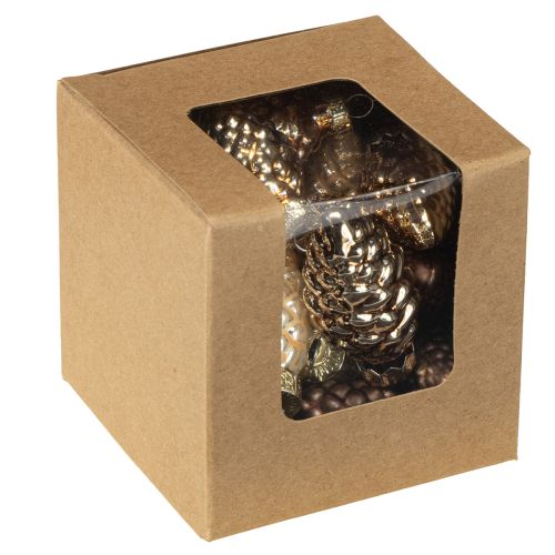 Artículo Conos de cristal para colgar, conos, cristal, marrón, dorado, 5,5 cm, 14 piezas