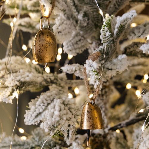 Artículo Campanas adornos para árbol de Navidad metal vintage dorado 5 cm 8 piezas