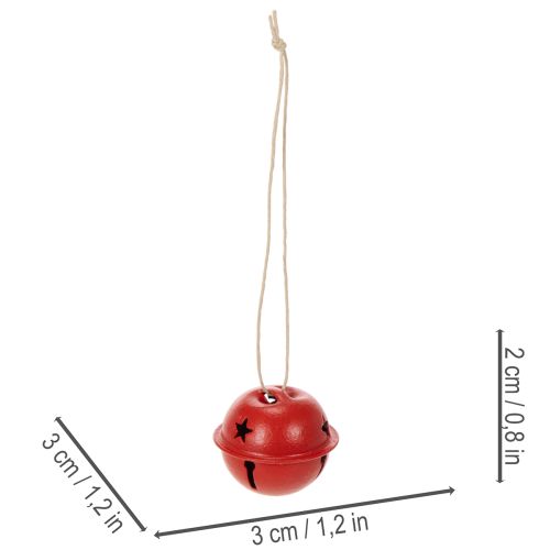 Colgantes decorativos en forma de campana con motivo de estrella, 3 cm, 9 unidades | Floristik24.es