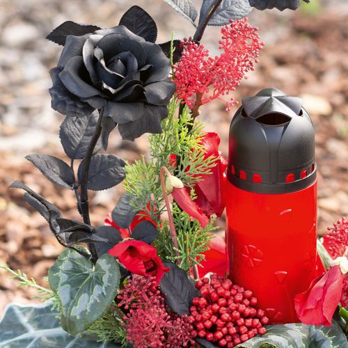 Artículo Vela de tumba de aceite vegetal rojo ICP para recuerdo H24cm