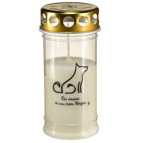 Floristik24 Vela para tumba de perro con luz para animales blanca Ø7cm H16,5cm