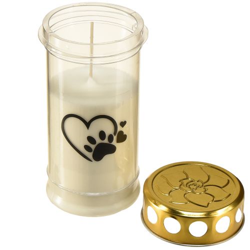 Floristik24 Lámpara para tumba corazón de perro con pata vela para tumba blanca Ø7cm H16,5cm