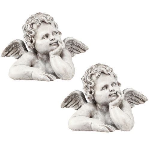 Artículo Decoración de tumba busto de ángel decoración de tumba poliresina 16×10×11,5 cm 2 piezas