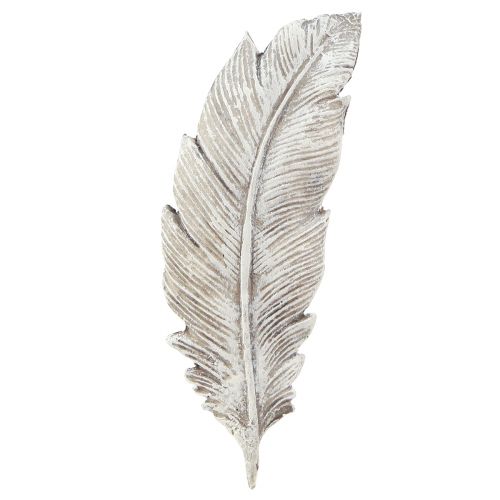 Artículo Decoración para tumbas pluma gris blanco decoración para tumbas poliresina 15,5 cm 4 piezas